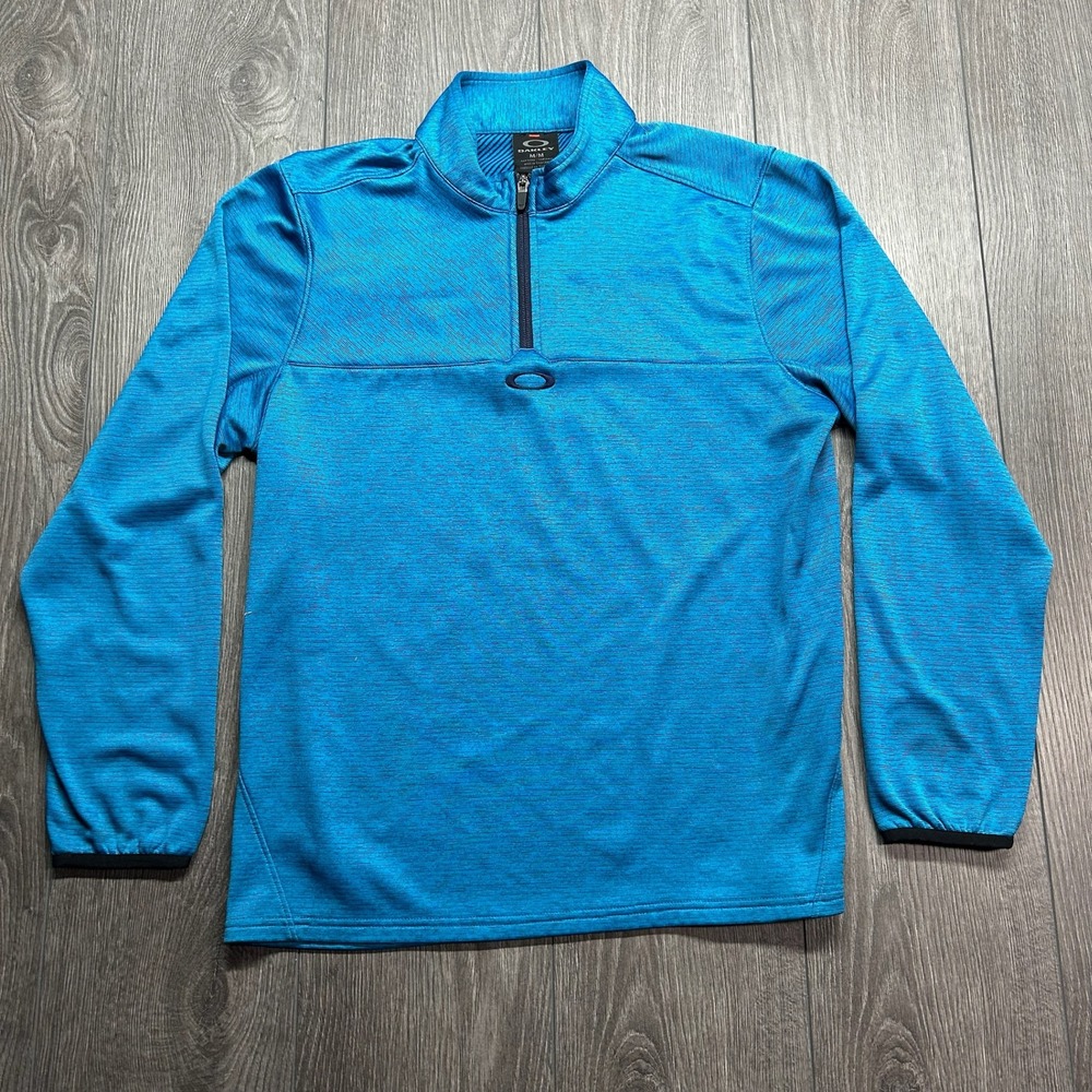 Oakley Mens Blue Space Dye Medium Quarter Zip Pullover Activewear Sweatshirt